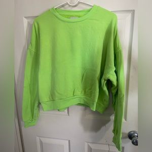 American Eagle Neon Green Crop Sweatshirt Juniors Womens EUC LARGE